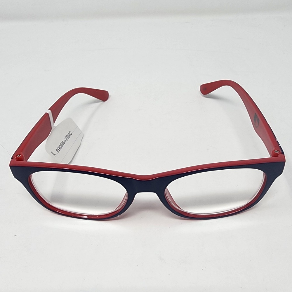 MLB Minnesota Twins Reading Glasses +2.00 Power Navy Red Plastic Rectangular Fan